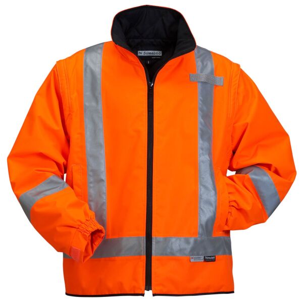 High Visibility 2-IN-1 Thermal Jacket with Detachable Sleeves Thumbnail